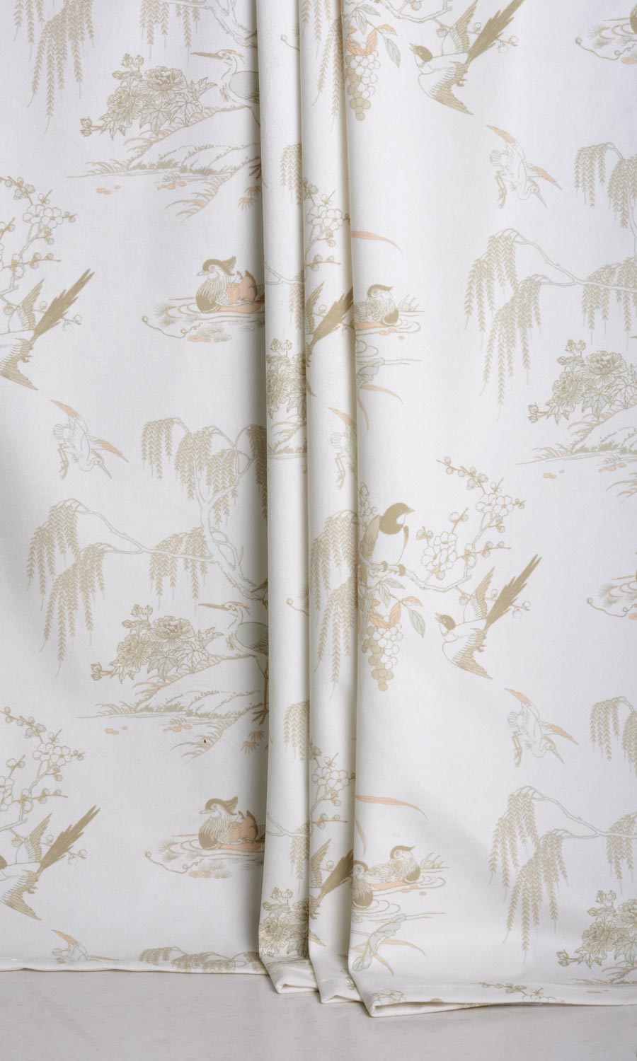 Chinoiserie Toile Velvet Home Décor Fabric By the Yard (White/ Ivory)