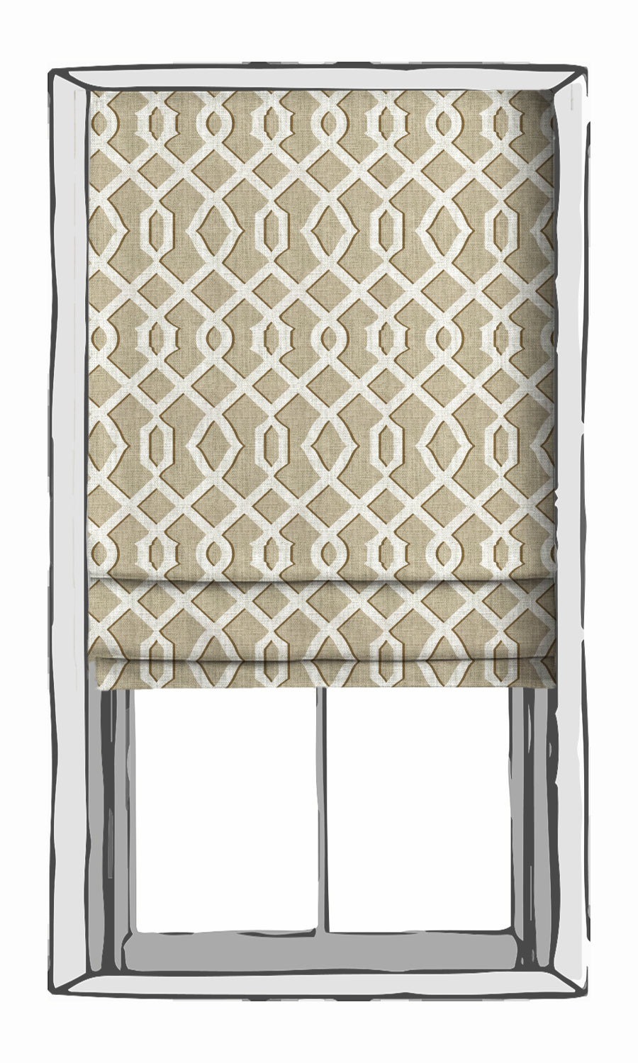 Trellis Patterned Window Treatments Fabric By the Metre (Beige & White)