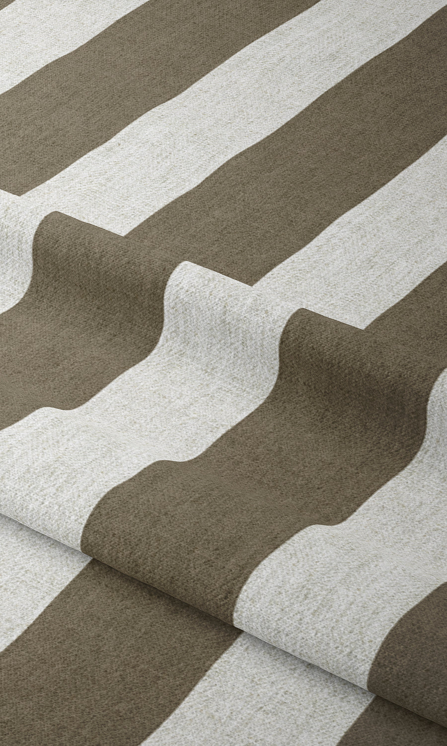 Striped Print Window Treatments Fabric By the Metre (Mocha Brown/ White)