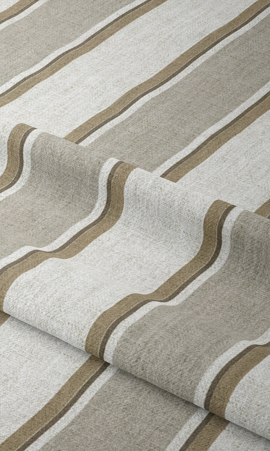 Striped Fabric Material By the Yard (White/ Brown/ Beige)