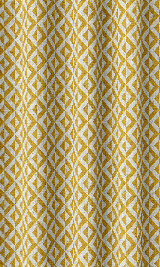 Geometric Print Home Décor Fabric By the Metre (Deep Yellow/ White)