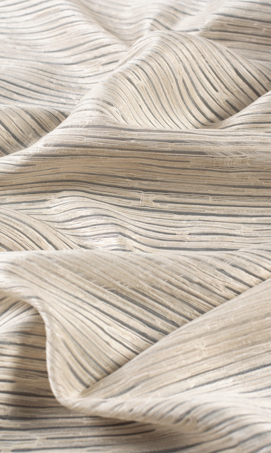 Striped Sheer Fabric By the Yard for Curtains & Drapes (Pale Beige/ Ivory)