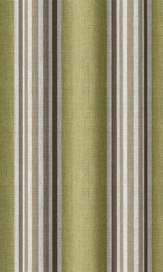 Striped Home Décor Fabric Sample (Chartreuse Green/ Brown)