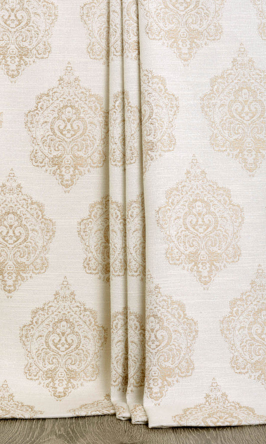 Damask Curtains (Off White/ Pale Beige)