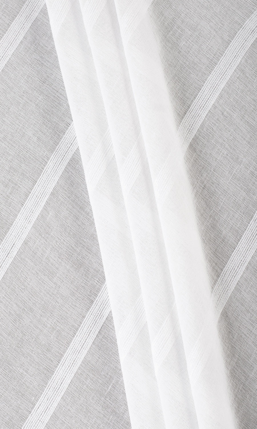 Woven Striped Sheer Fabric Sample for Curtains & Drapes (White)
