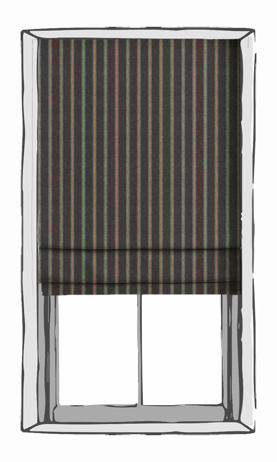 Striped Window Treatments Fabric By the Yard (Midnight Blue/ Charcoal Grey)