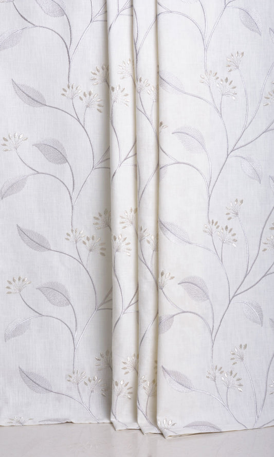 Floral Embroidery Home Décor Fabric By the Yard (White/ Cream)