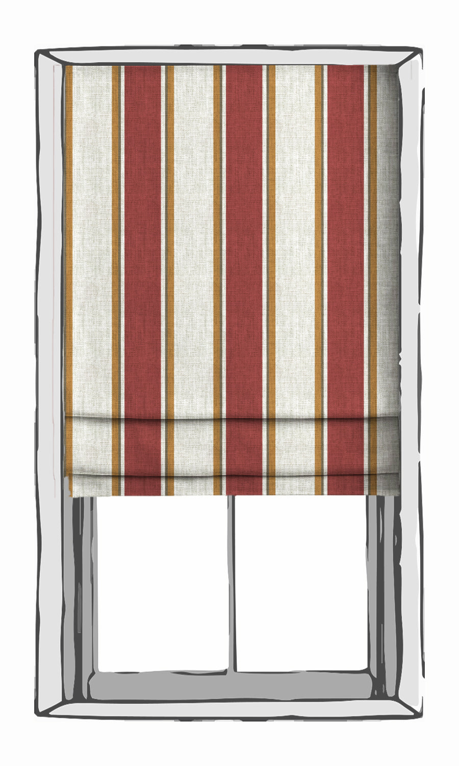 Contemporary Striped Window Treatments Fabric Sample (White & Red)