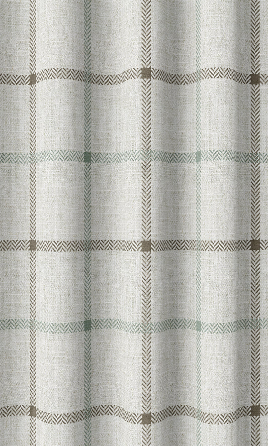 Check Patterned Drapes (Parchment White/ Blue)