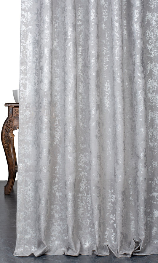 Metallic Accents Sheer Home Décor Fabric Sample (Gray)