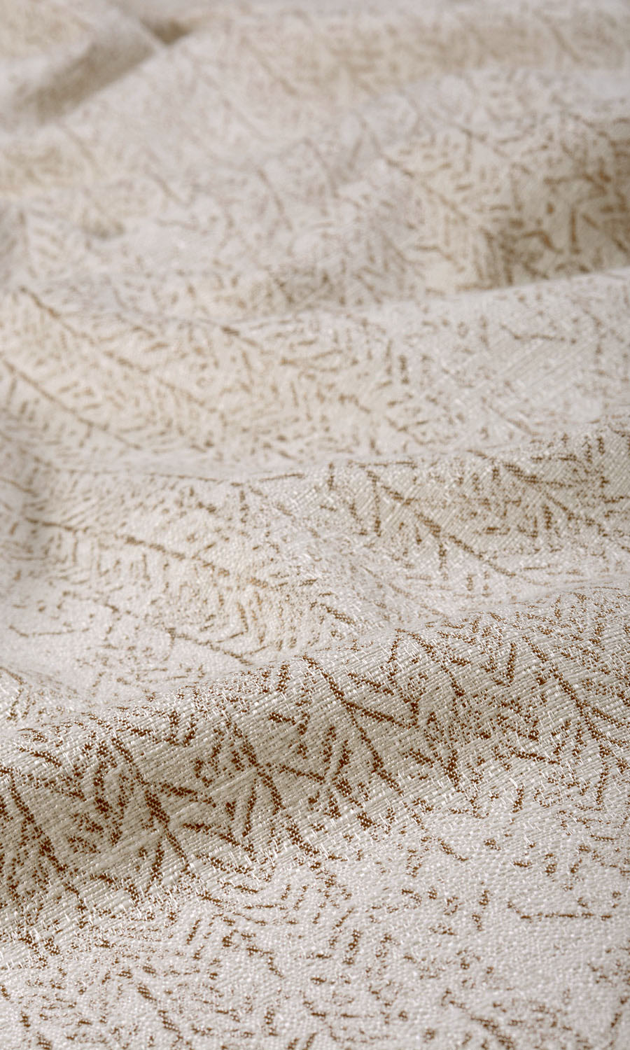 Herringbone Poly-Cotton Fabric Sample for Curtains & Drapes (Off White/ Brown)