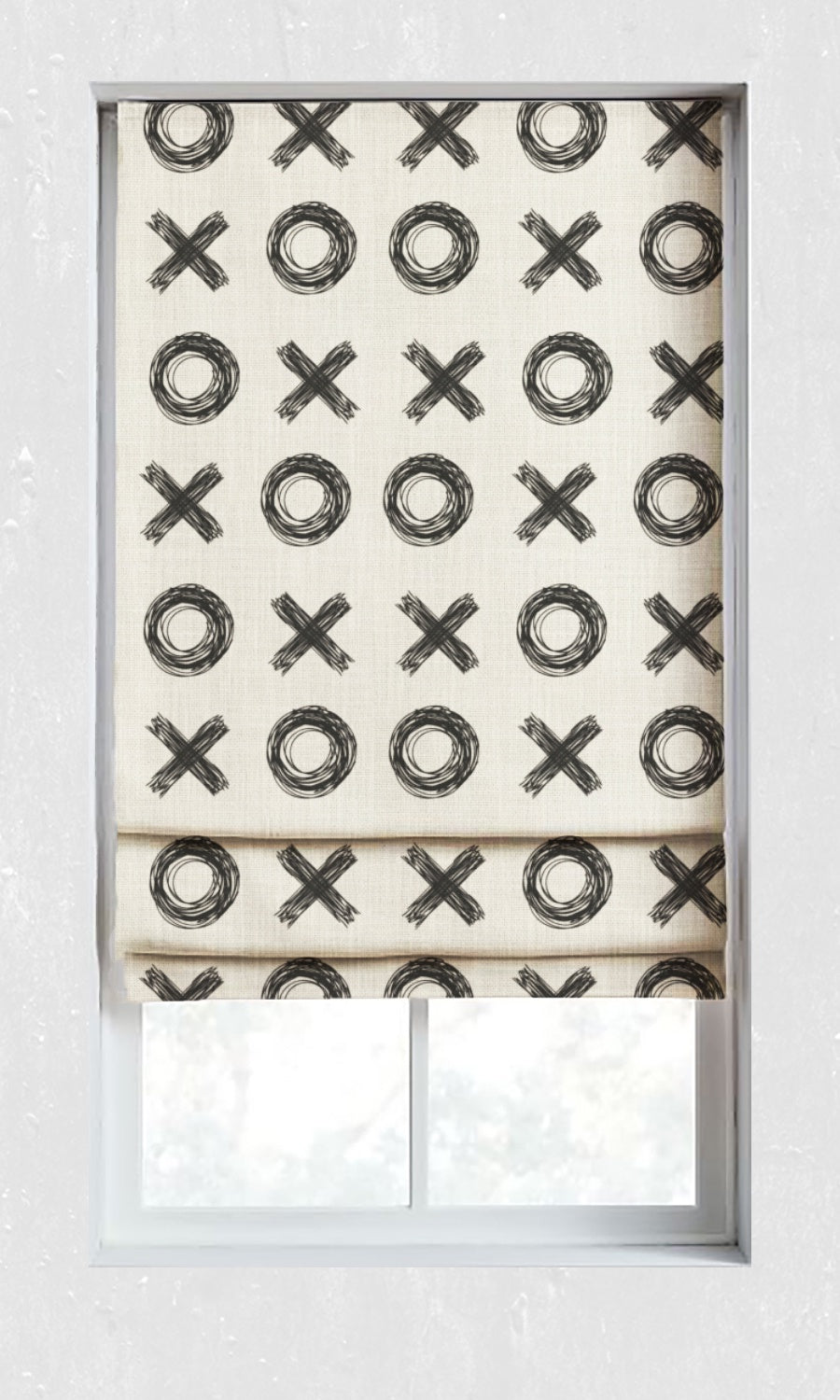 Print Window Treatments Fabric By the Metre (Black/ Milky White)