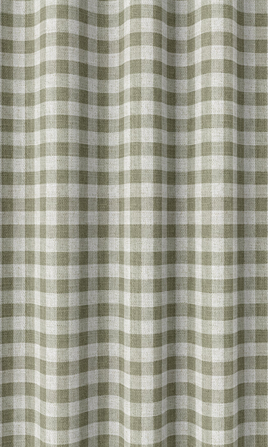 Check Patterned Curtains (Green/ White)