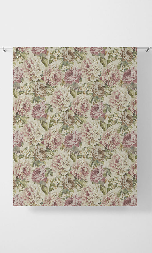 Floral Home Décor Fabric By the Metre (Ivory/ Green/ Pink)