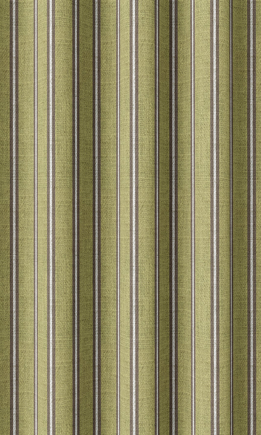 Striped Home Décor Fabric Sample (Chartreuse Green/ Brown)