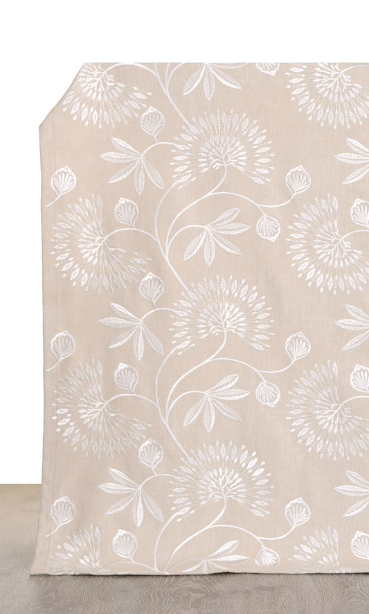 Floral Embroidery Curtains (Beige/ White)
