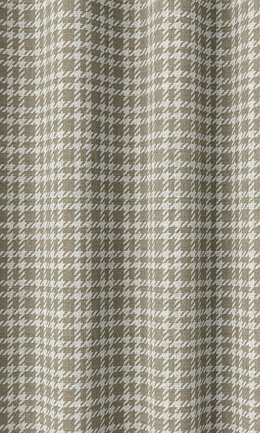Modern Check Patterned Home Décor Fabric By the Metre (Tan Brown)