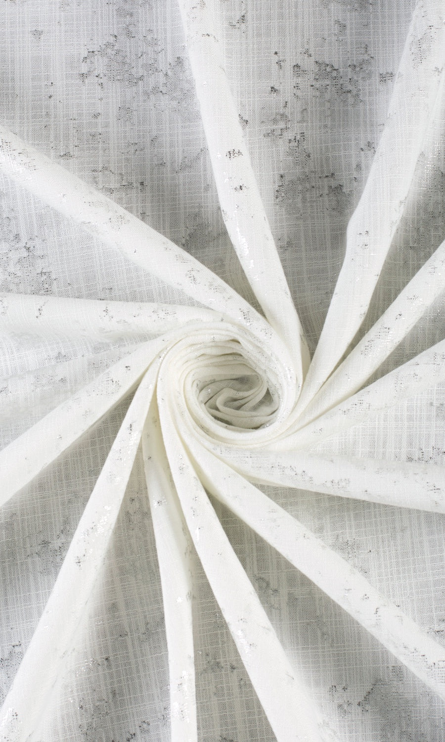 Metallic Abstract Print Fabric By the Yard for Curtains & Drapes (White/ Silver)