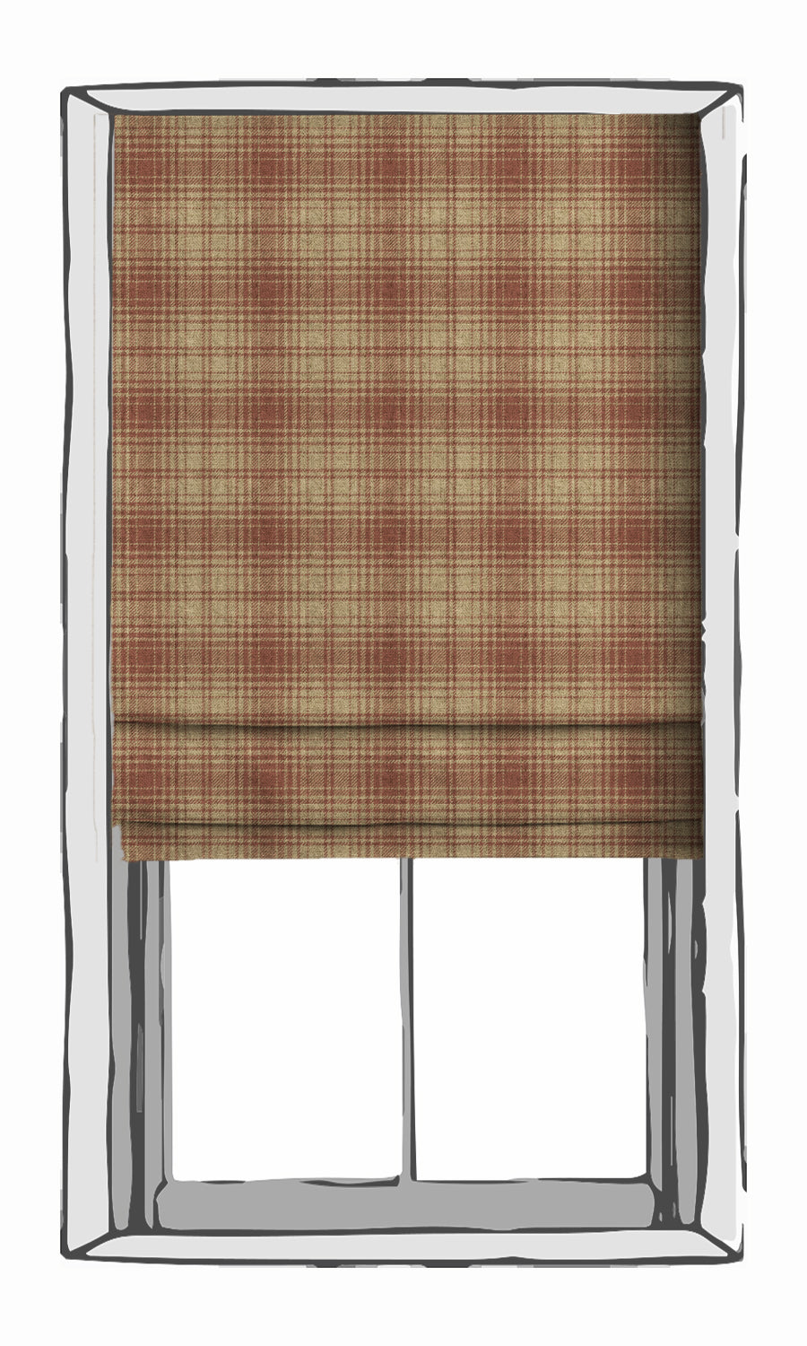 Plaid Patterned Window Treatments Fabric Sample (Beige & Red)