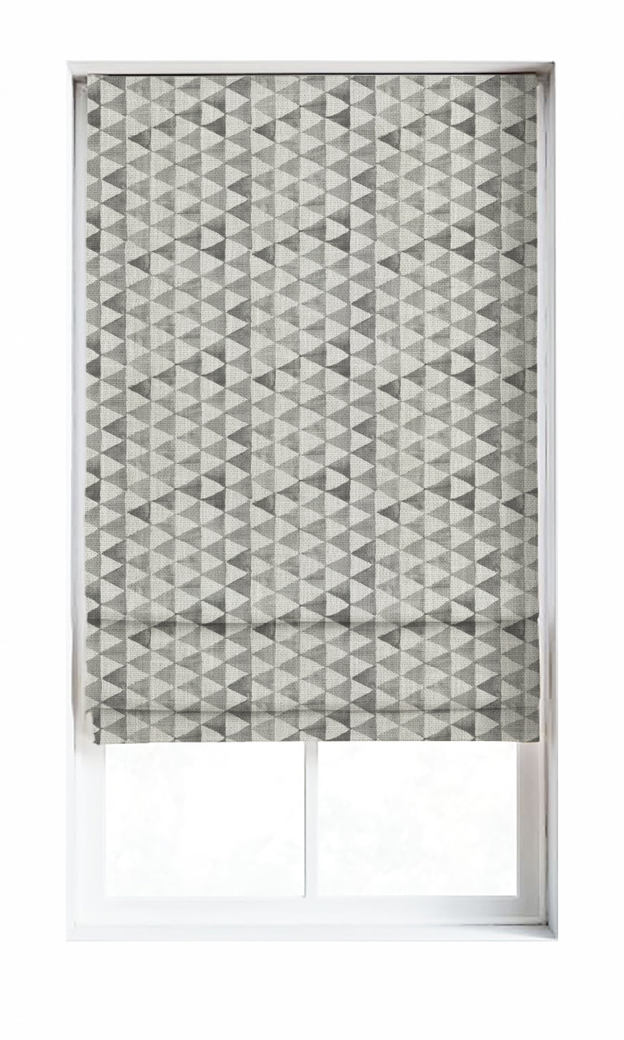 Triagonal Print Window Treatments Fabric Sample (Eggshell White/ Grey)