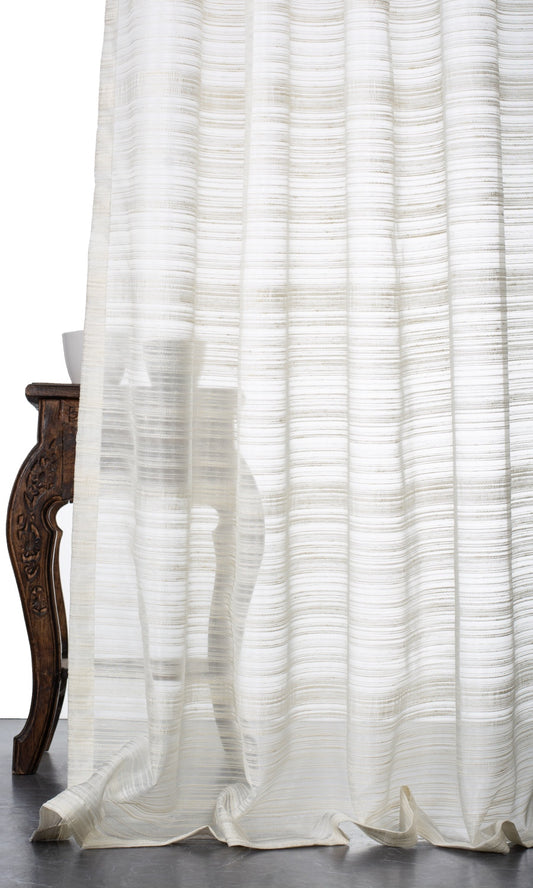Striped Sheer Drapery (Ivory/ Cream)