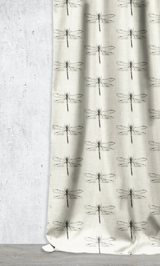 Dragonfly Print Home Décor Fabric Sample (Black/ White)