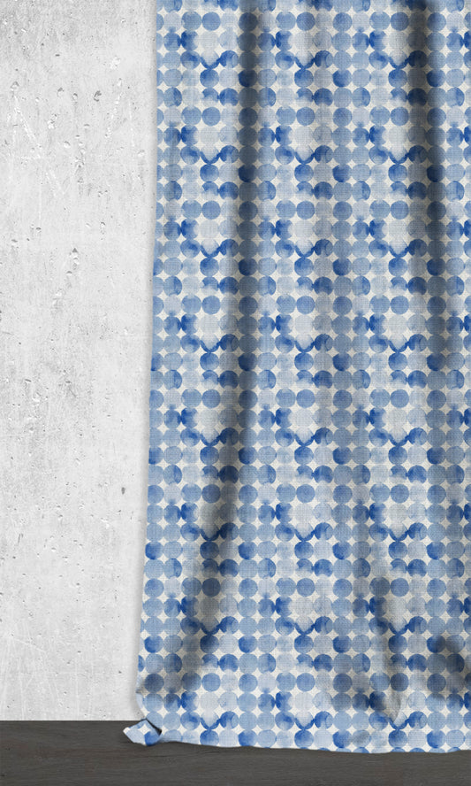Polka Dot Curtains (Eggshell White/ Blue)