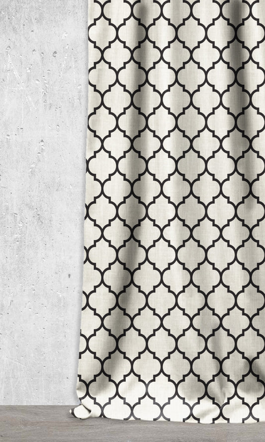Geometrical Printed Curtains (Black/ Ivory)