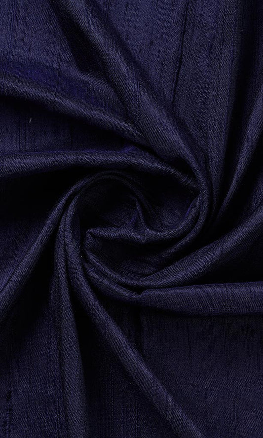 Pure Silk Curtain Panels (Navy Blue)