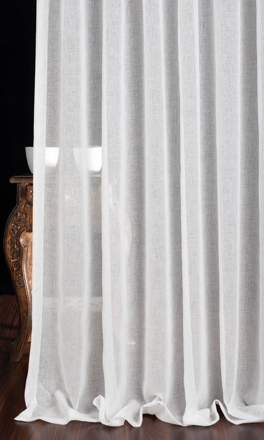Plain Sheer Curtain Panels (White)