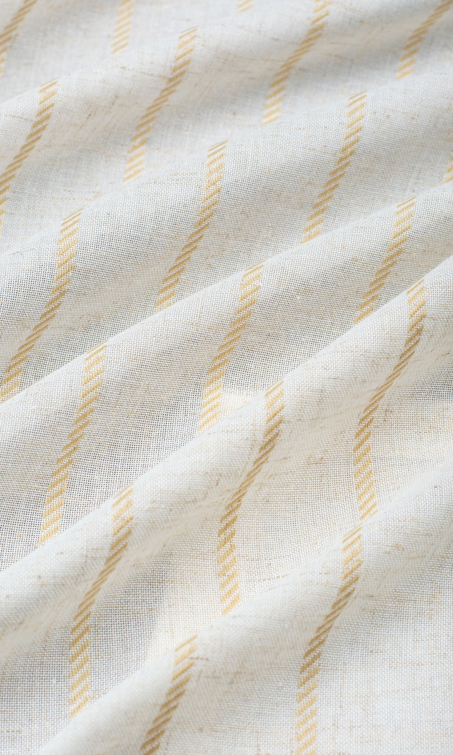 Striped Sheer Fabric Sample for Curtains & Drapes (White/ Mustard Beige)