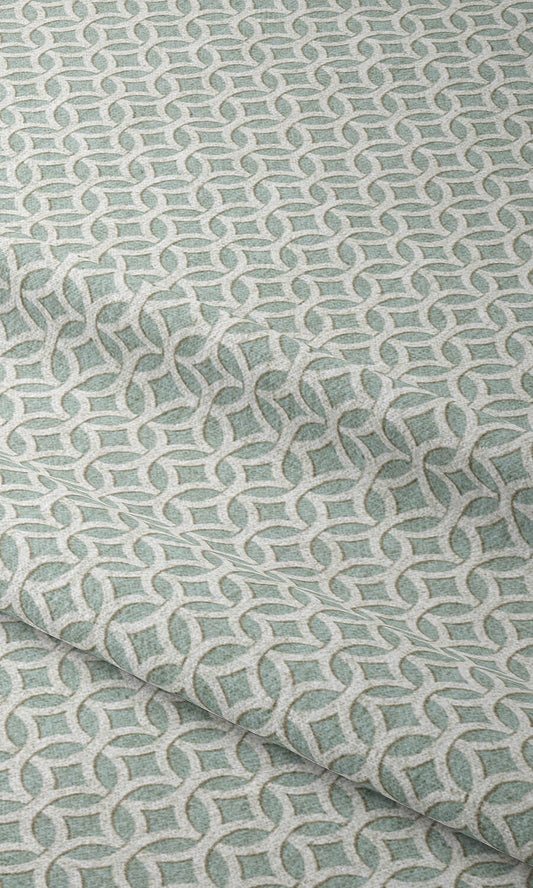 Geometric Print Drapes (Aqua Blue/ White)