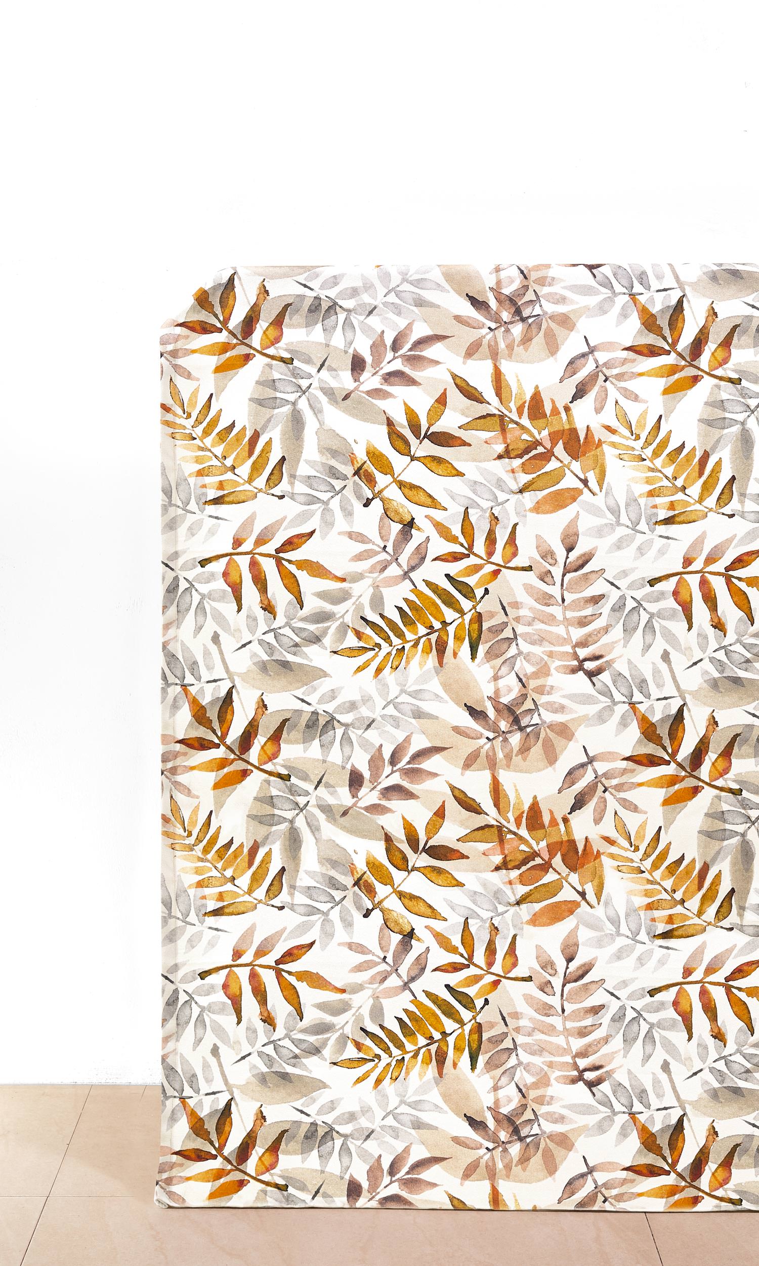Floral Cotton Home Décor Fabric Sample (Orange/ Gray/ Brown)