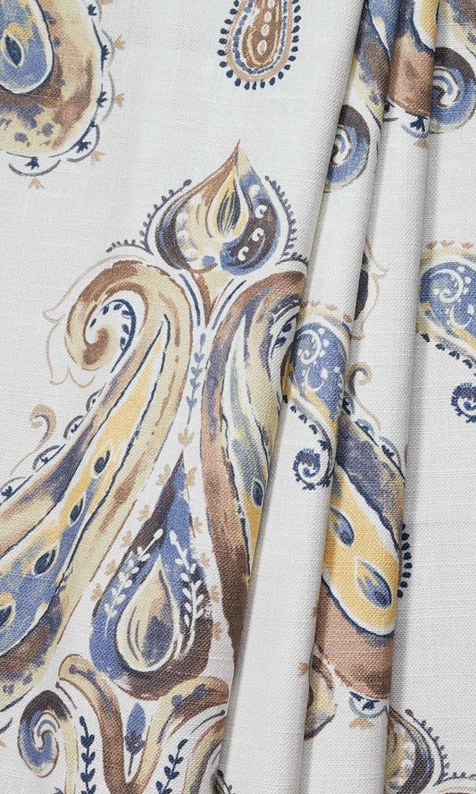 Paisley Print Curtains (Brown/ Blue)