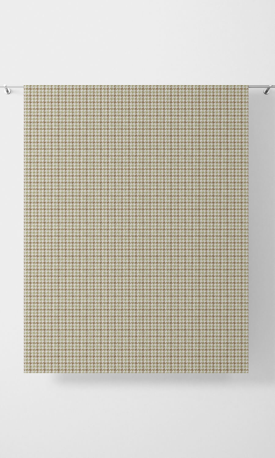 Houndstooth Patterned Fabric Material By the Metre (Brown & Green)