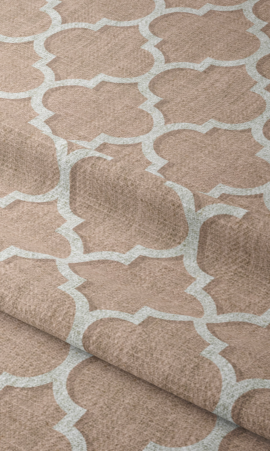 Trellis Tile Print Window Treatments Fabric By the Metre (Blush Pink/ White)