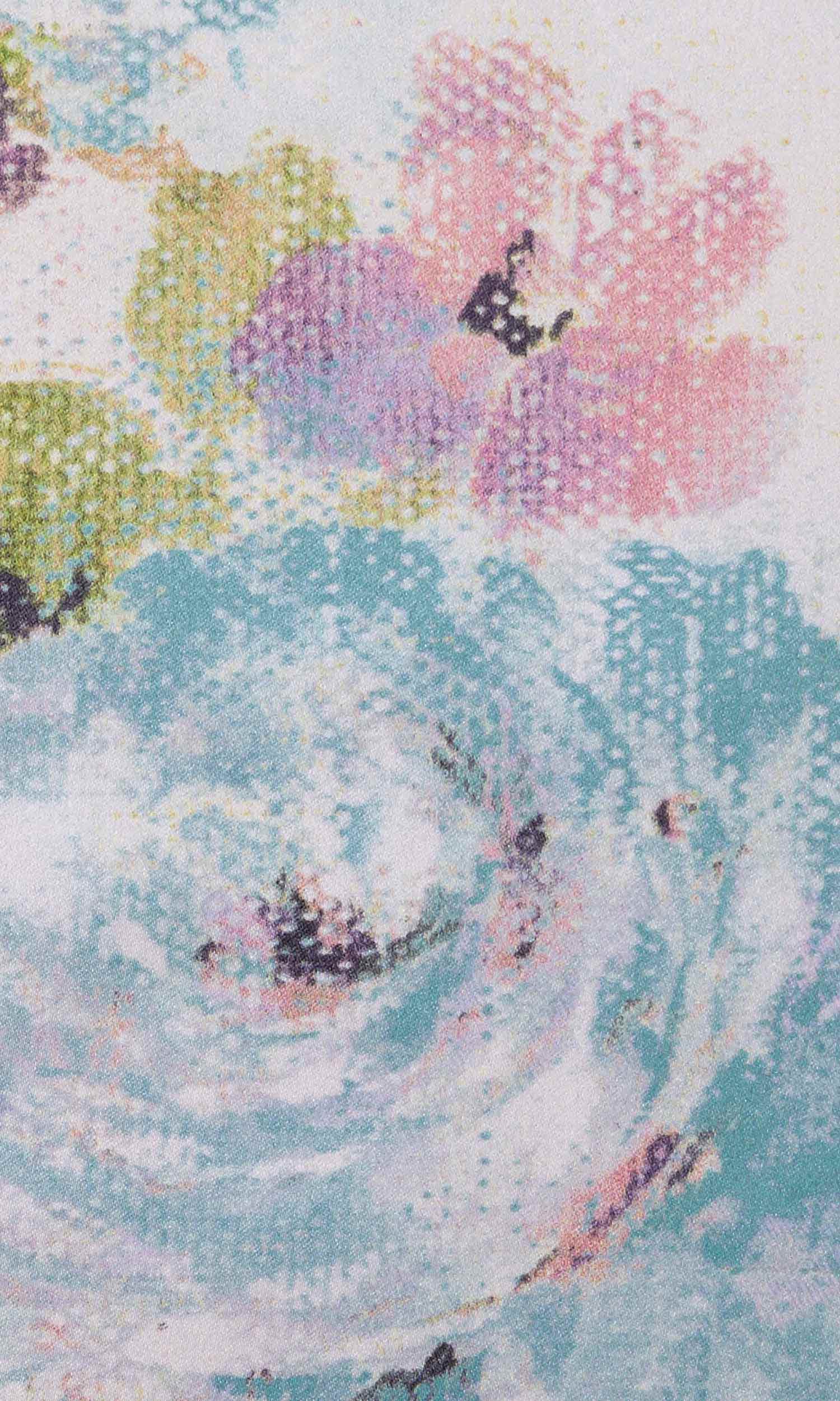 Floral Home Textile Fabric Material Sample (Pink/ Blue/ White)
