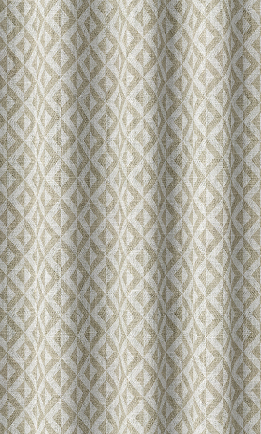 Geometric Print Home Décor Fabric Sample (Beige/ White)