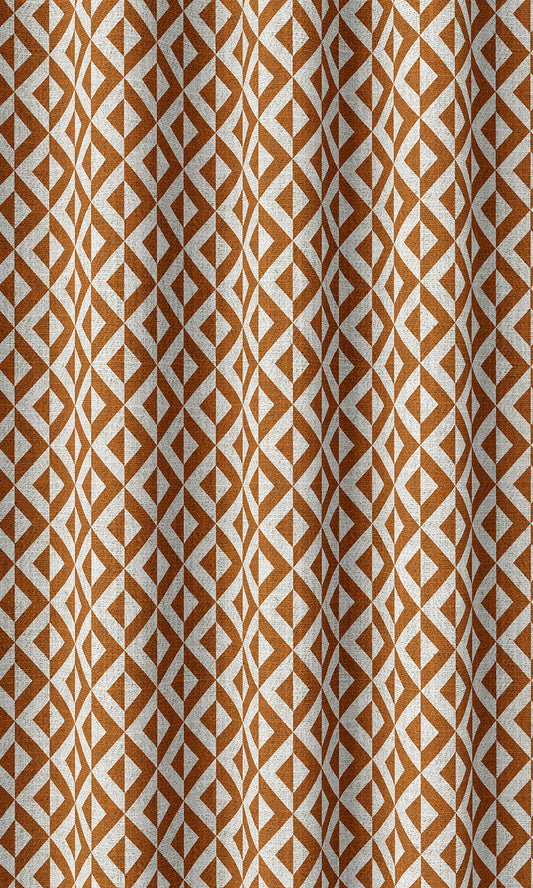 Geometric Print Home Décor Fabric By the Metre (Orange/ White)