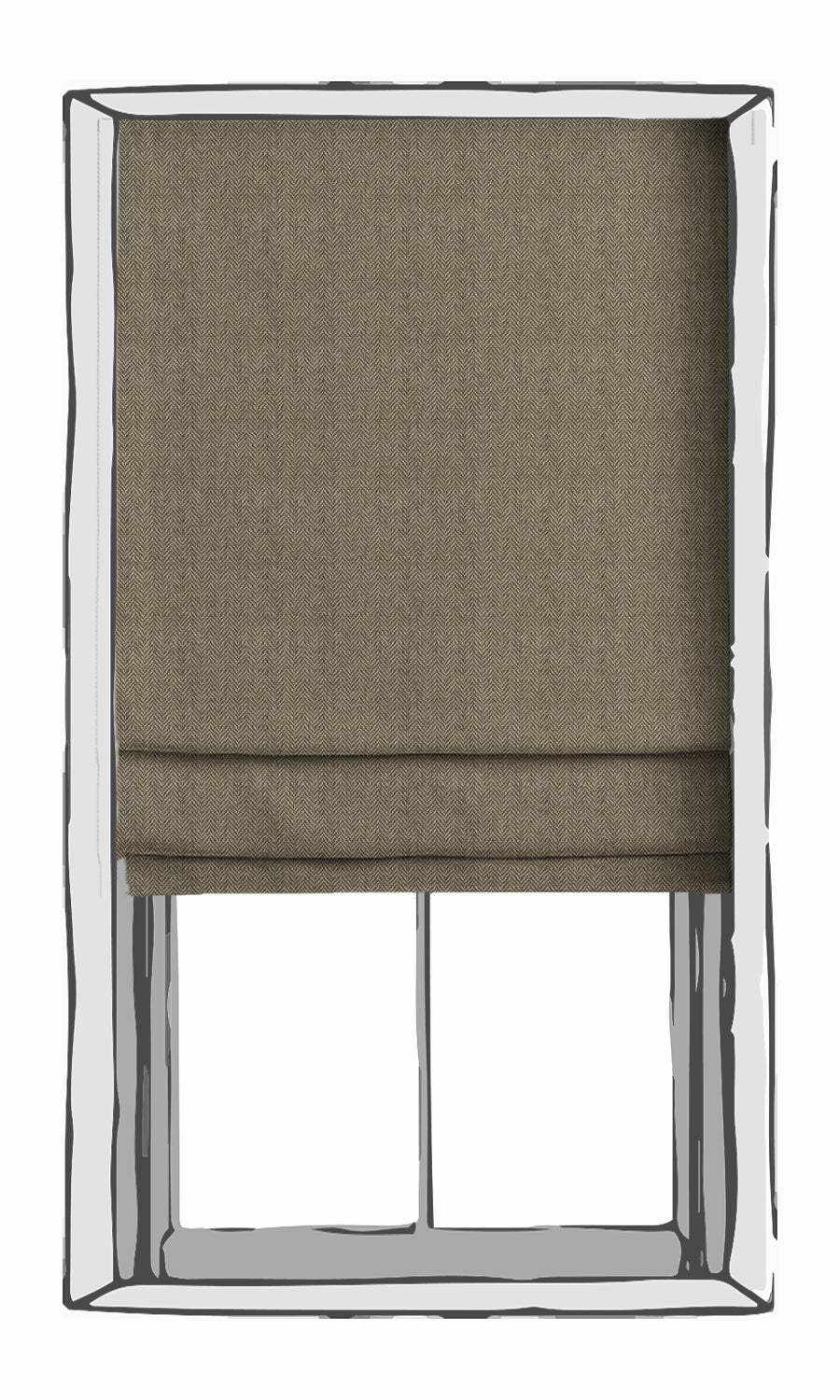 Herringbone Textured Window Treatments Fabric By the Yard (Warm Grey/ Brown)