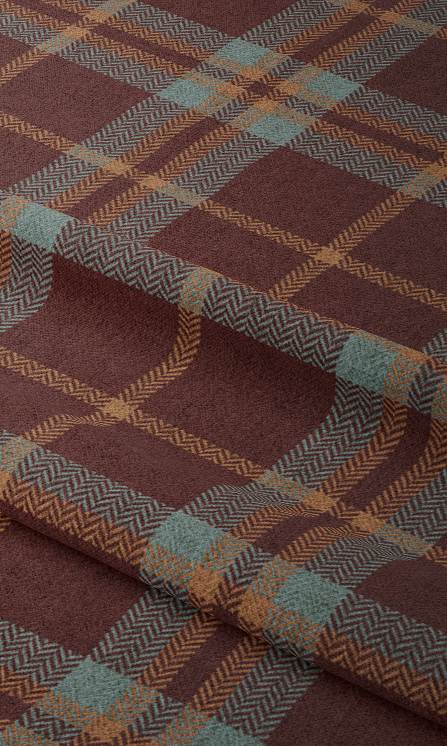 Checkered Free Fabric Material Sample (Wine Red/ Orange/ Blue)