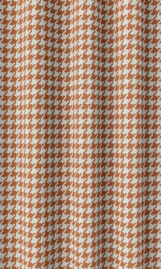 Houndstooth Drapes (Burnt Orange/ White)