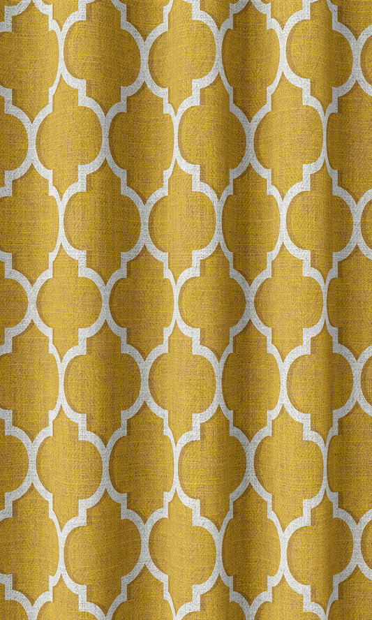 Trellis Tile Print Curtains (Yellow/ White)