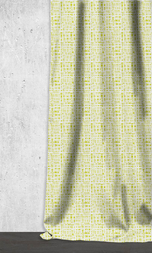Abstract Print Home Décor Fabric By the Metre (White/ Pear Green)