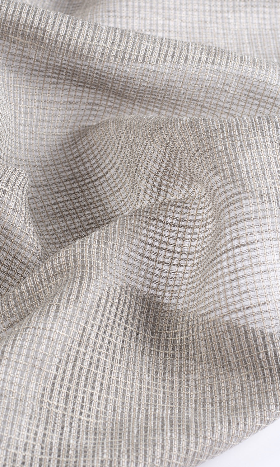 Checkered Sheer Fabric By the Yard for Curtains & Drapes (Grey)