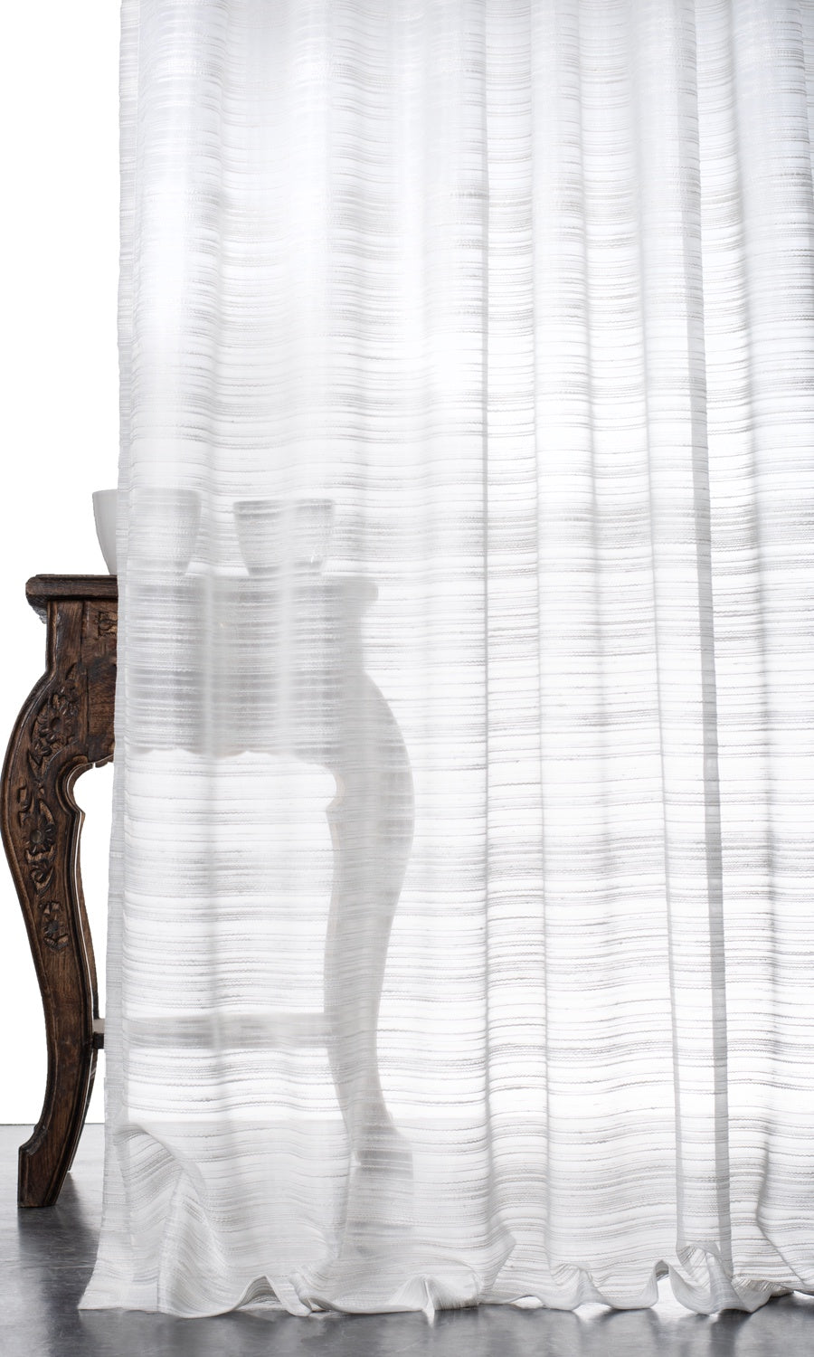 Striped Sheer Home Décor Fabric By the Yard (White)