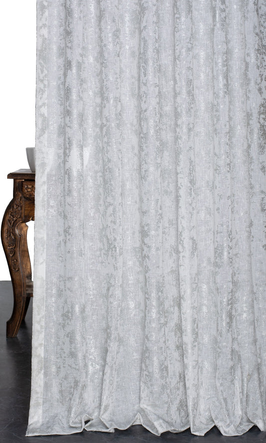 Metallic Accents Semi-Sheer Home Décor Fabric Sample (White)