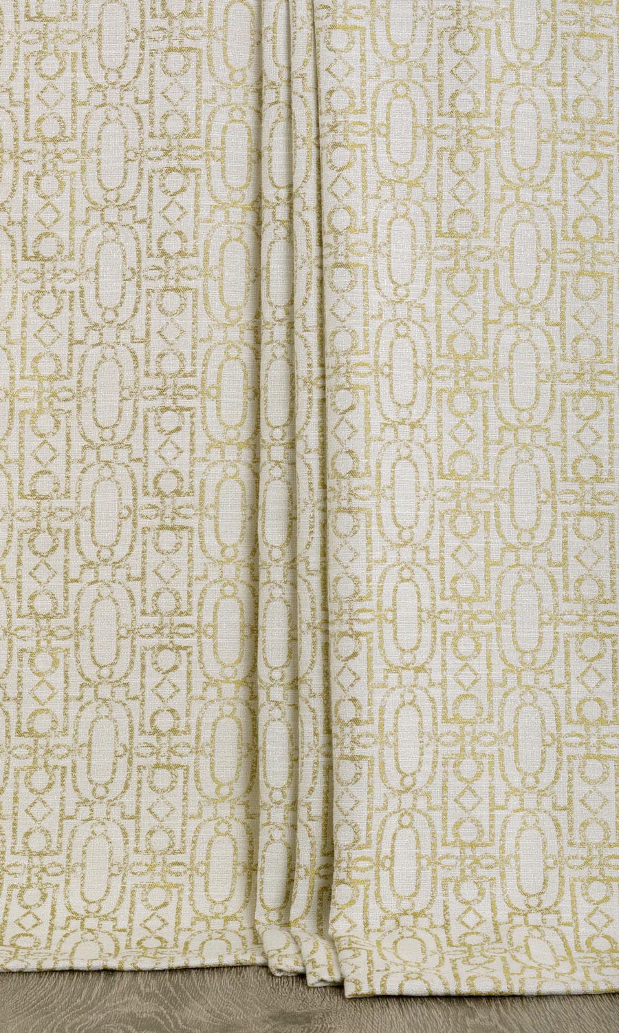 Trellis Poly-Cotton Home Décor Fabric Sample (Off White/ Green)