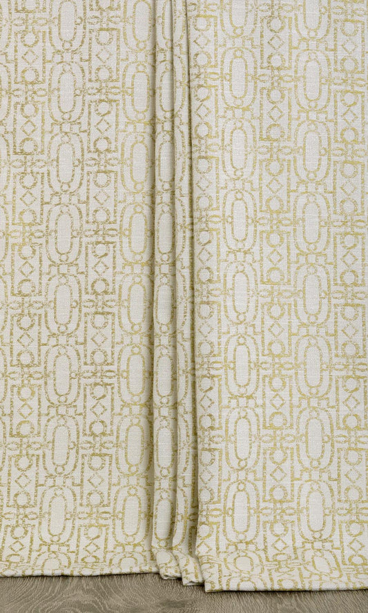 Trellis Poly-Cotton Home Décor Fabric Sample (Off White/ Green)