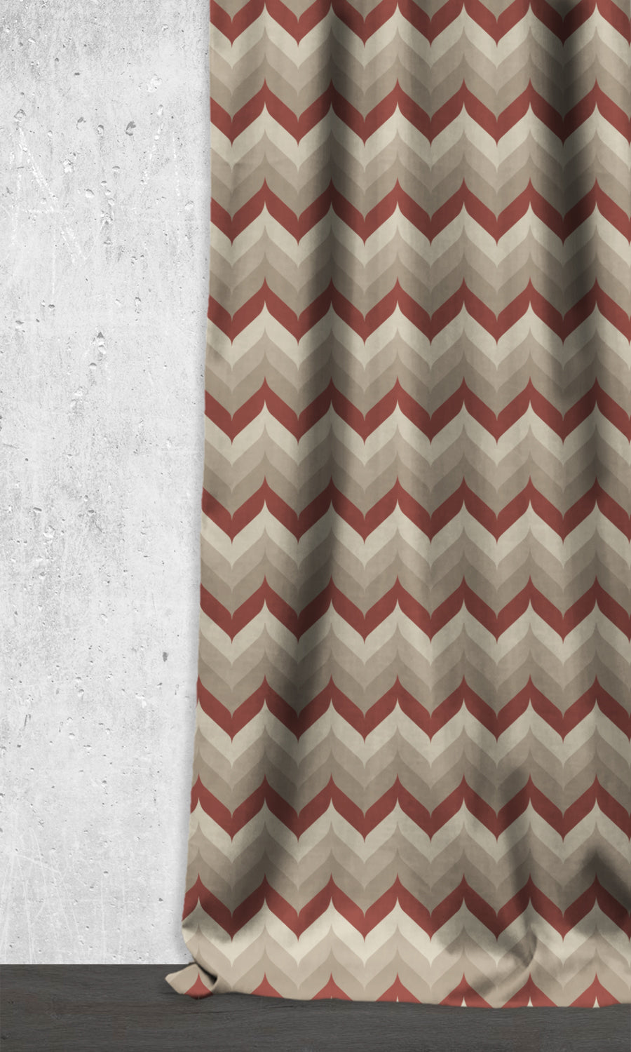 Dimout Home Décor Fabric Sample (Red/ Beige/ Pale Grey)